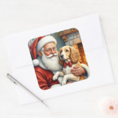 Santa Claus Holding Afghan Hound Christmas Vierkante Sticker (Envelop)