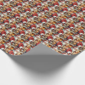 Santa Claus Holding Airedale Christmas Art Cadeaupapier (Hoek)