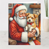 Santa Claus Holding Australian Terrier Christmas Kaart (Voorkant)