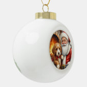 Santa Claus Holding Bernedoodle Christmas Art Keramische Bal Ornament (Links)