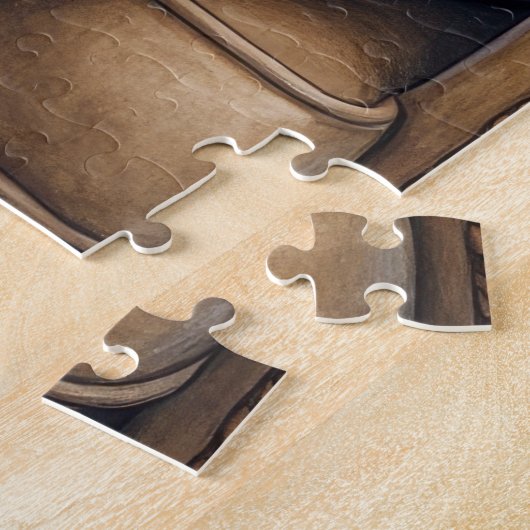 Santa Claus Holding Bernedoodle Christmas Art Legpuzzel (Zijkant)