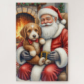 Santa Claus Holding Bernedoodle Christmas Art Legpuzzel (Verticaal)