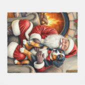 Santa Claus Holding Bernese Mountain Dog Christmas Fleece Deken (Voorkant (Horizontaal))