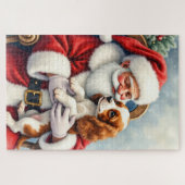 Santa Claus Holding Cavalier King Charles Spaniel Legpuzzel (Horizontaal)