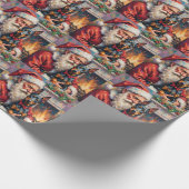 Santa Claus Holding Doberman Christmas Art Cadeaupapier (Hoek)