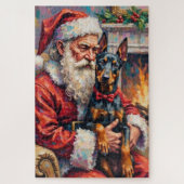 Santa Claus Holding Doberman Christmas Art Legpuzzel (Verticaal)