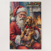 Santa Claus Holding Otterhound Christmas Art Legpuzzel (Verticaal)