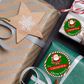 Santa Claus Holiday Round Gift Seal Ronde Sticker