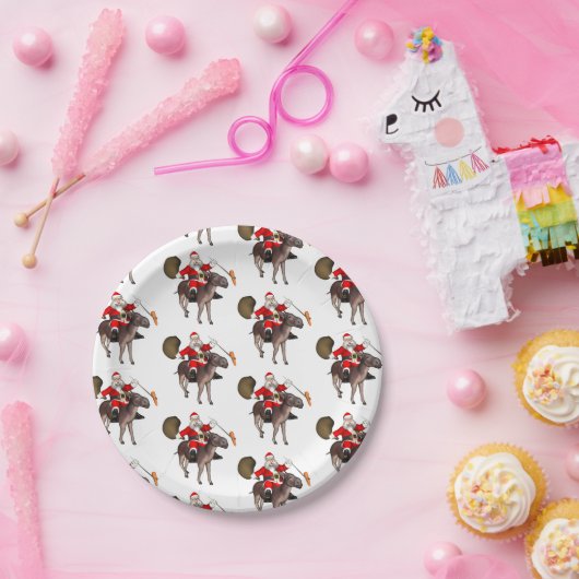 Santa Claus houdt van Donkeys Papieren Bordje (Feest)