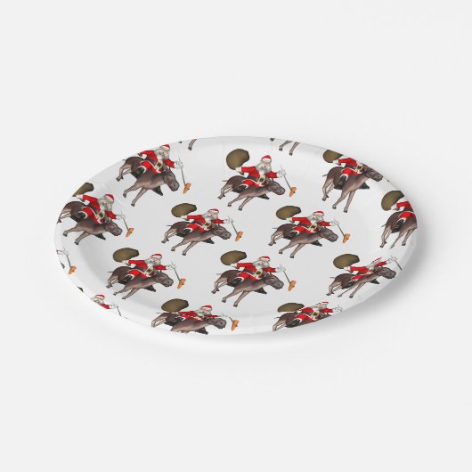 Santa Claus houdt van Donkeys Papieren Bordje (Gekanteld)