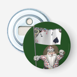 Santa Claus houdt van het spelen poker Button Flesopener