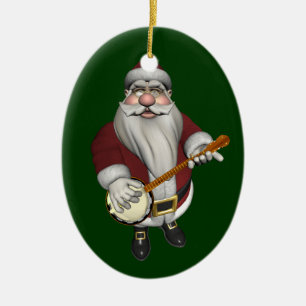 Santa Claus houdt van zijn banjo Keramisch Ornament