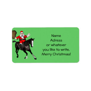 Santa Claus houdt van zwarte paarden Etiket