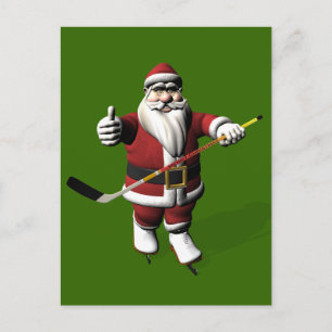 Santa Claus Ice Hockey Player Feestdagenkaart