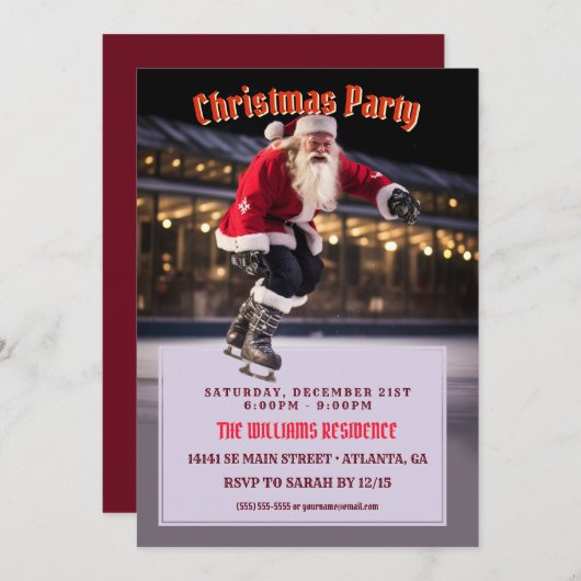 Santa Claus Ice Skating Kaart (Voorkant / Achterkant)