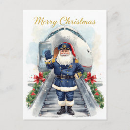 Santa Claus in at the airport Feestdagenkaart