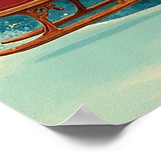 Santa Claus in sleigh with reindeer Poster (Hoek)