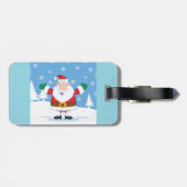 Santa Claus in Snowy Winter Scene Bagagelabel (Achterkant horizontaal)