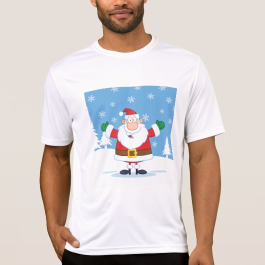 Santa Claus in Snowy Winter Scene T-shirt (Voorkant)