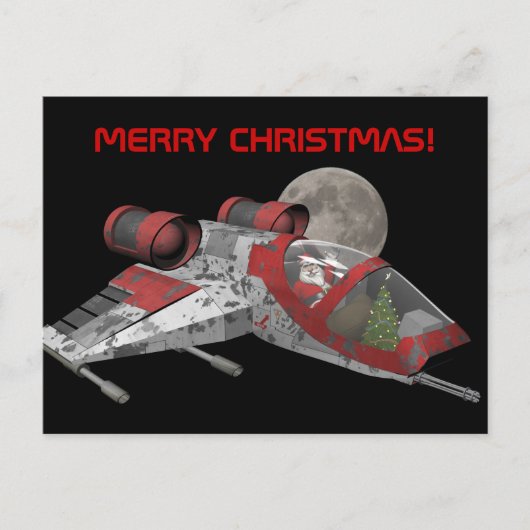 Santa Claus In Spaceship Feestdagenkaart (Voorkant)