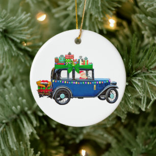Santa Claus Jalopy Keramisch Ornament