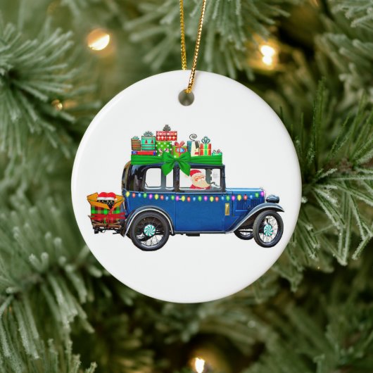 Santa Claus Jalopy Keramisch Ornament (Boom)