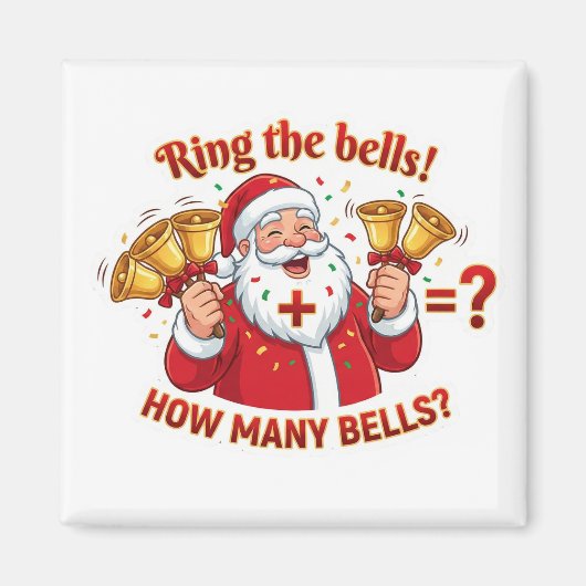 Santa Claus Jingle Bells Addition Math Game Magnet Magneet (Voorkant)