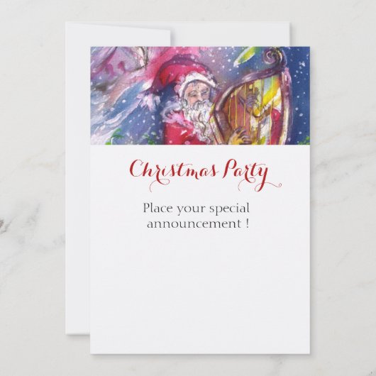SANTA CLAUS JOUER HARP NOËL INVITATION DU PARTI (Dos)