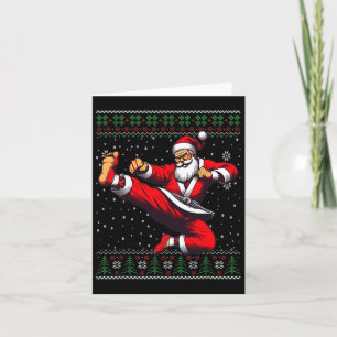 Santa Claus Karate Martial Arts Ugly Christmas Swe Kaart