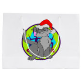 Santa Claus-kat met een rode kersthoed Groot Cadeauzakje (Achterkant)