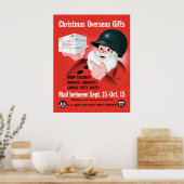 Santa Claus - kerstcadeautjes overzee Poster (Keuken)