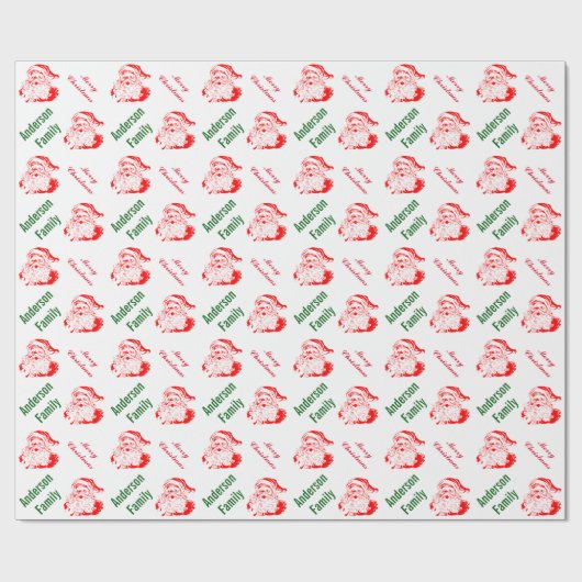 Santa Claus kerstfeestdag monogram Cadeaupapier (Vlak)