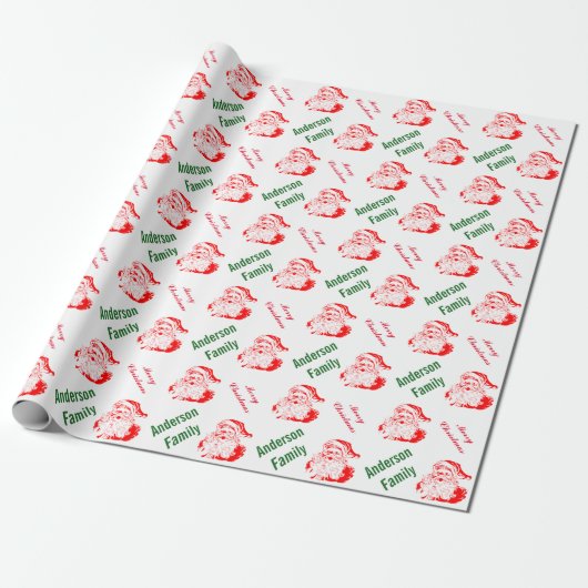 Santa Claus kerstfeestdag monogram Cadeaupapier (Uitgerold)