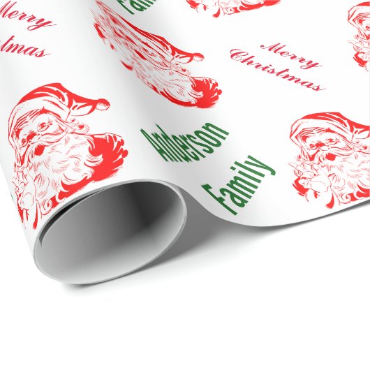 Santa Claus kerstfeestdag monogram Cadeaupapier (Rol Hoek)