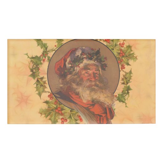 Santa Claus Kerstmis portret Naambadge (Voorkant)