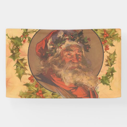 Santa Claus Kerstmis  portret Spandoek (Horizontaal)