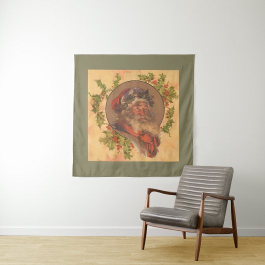 Santa Claus Kerstmis  portret Wandkleed (In situ)