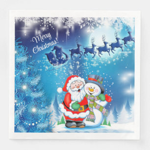 Santa Claus Kerstmis: Reindeer Snowman Napkins Servet