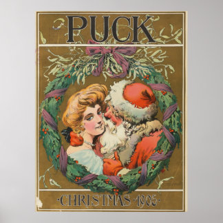 Santa Claus Kissing Momma 1905 Poster
