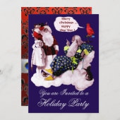 SANTA CLAUS, KLEINE ANGEL EN MERLIN kerstfeest Kaart (Voorkant / Achterkant)