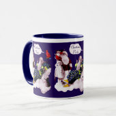 SANTA CLAUS, KLEINE ANGEL EN MERLIN kerstfeest Mok (Voorkant links)