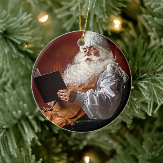 Santa Claus leest boek Keramisch Ornament (Boom)
