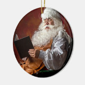 Santa Claus leest boek Keramisch Ornament (Links)