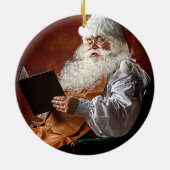Santa Claus leest boek Keramisch Ornament (Achterkant)