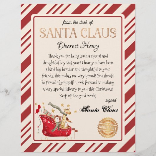 Santa Claus Letter Full Sled Printable (Voorkant)