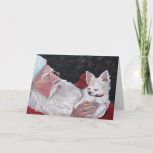 Santa Claus / LH Chihuahua Dog Art Christmas Kaart