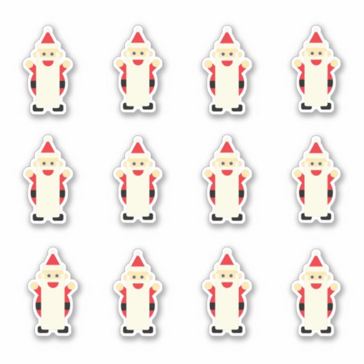 Santa Claus Long Beard Cartoon Cute Fun Kerstmis Sticker (Voorkant)