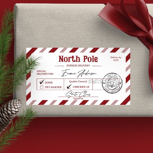 Santa Claus Mail North Pole Christmas Etiket