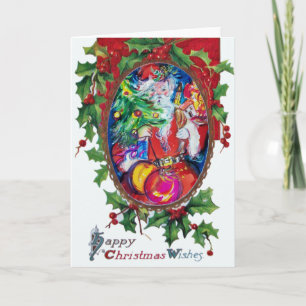 SANTA CLAUS MET CHRISTMAS TREE EN GIFTS FEESTDAGEN KAART