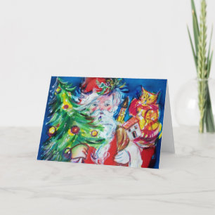 SANTA CLAUS MET CHRISTMAS TREE EN GIFTS FEESTDAGEN KAART
